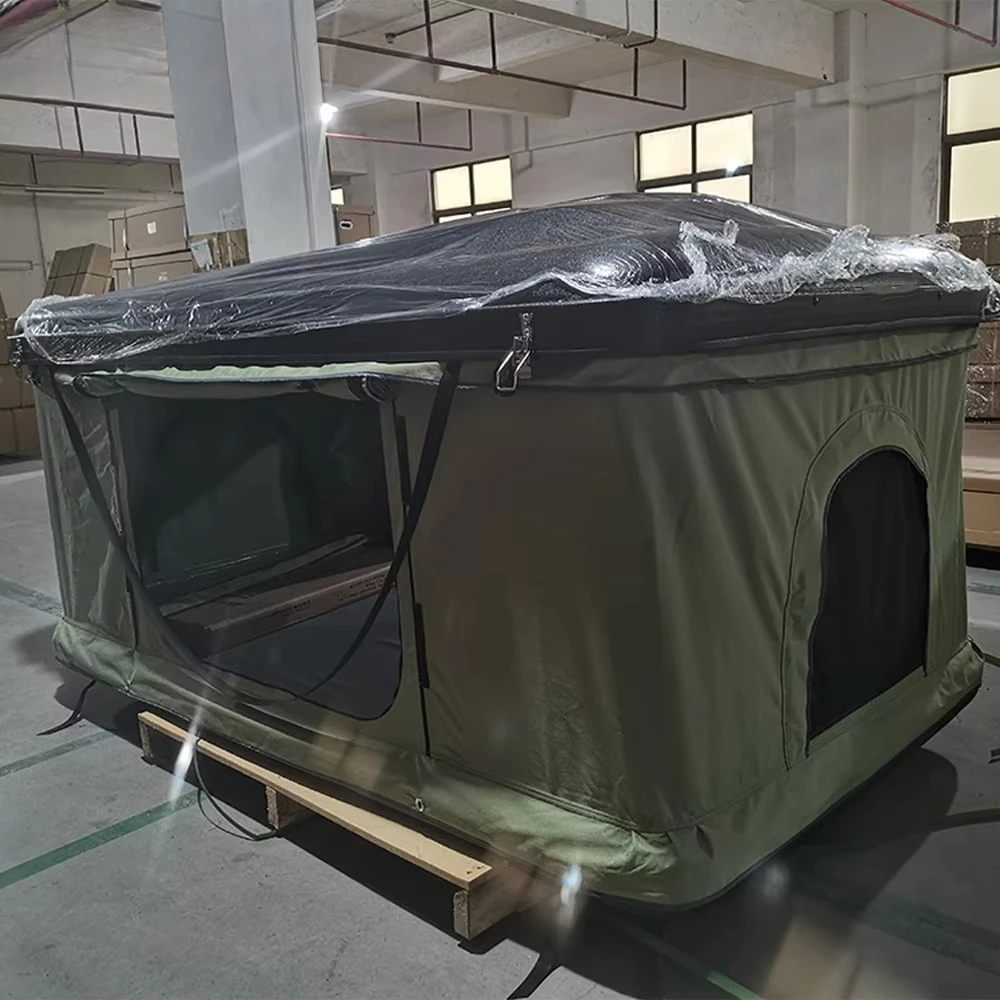 

Hot Sale WOQI Wholesale Low MOQ Family Outings Durable Foldable 4 Person Fiberglass Car Roof Top Tent