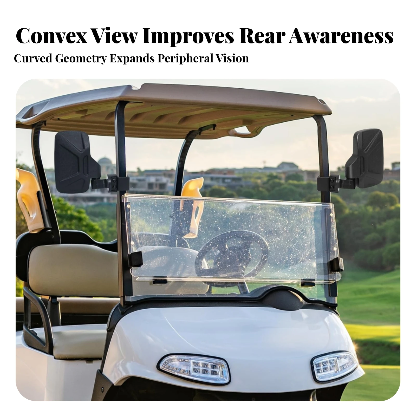 Golf Cart Rear View Mirror Wide-Angle Golf Cart Mirror Universal Anti-Vibration for Golfers