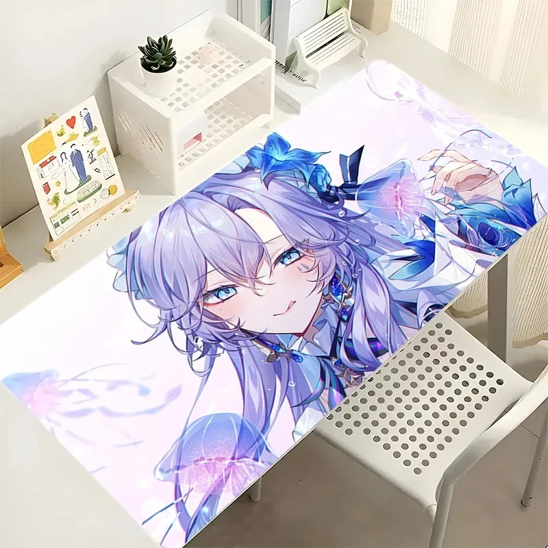 Anime W-Wutherings W-Waves C-Cantarellas Tappetino per mouse da gioco con bordo di bloccaggio in silicone Tappetino per tastiera grande Tappetino per mouse Tappetino da tavolo antiscivolo