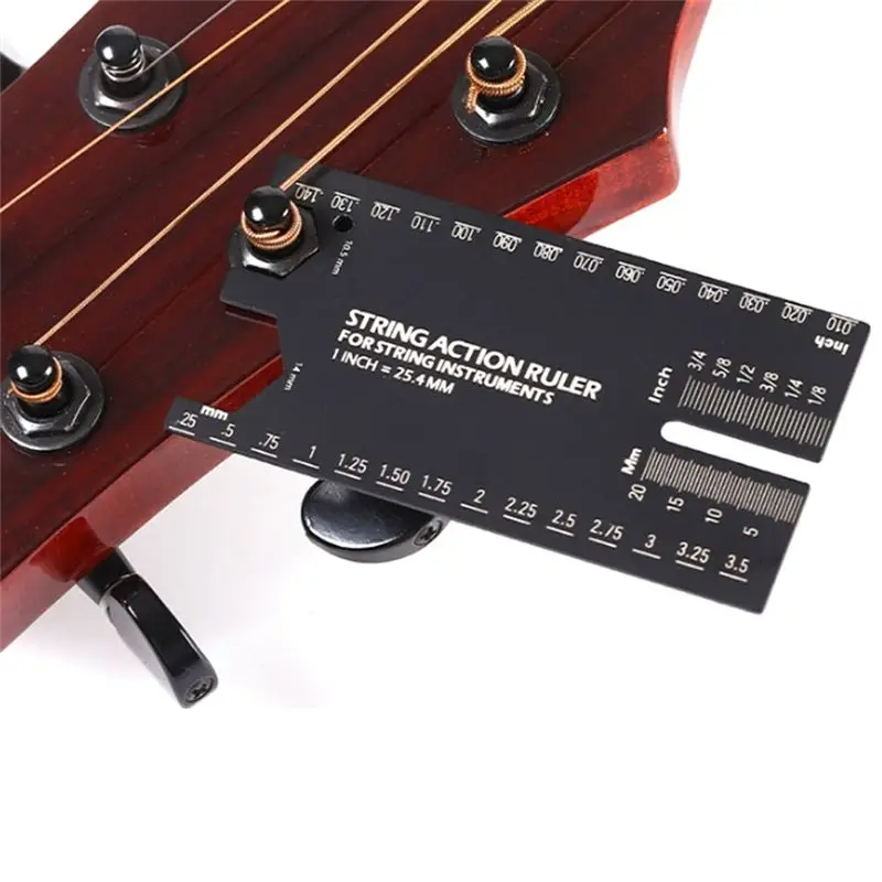AEF6-Guitar String Action Measuring Ruler Aluminum Alloy Tool For Electric Bass Acoustic Guitar Strings Instruments