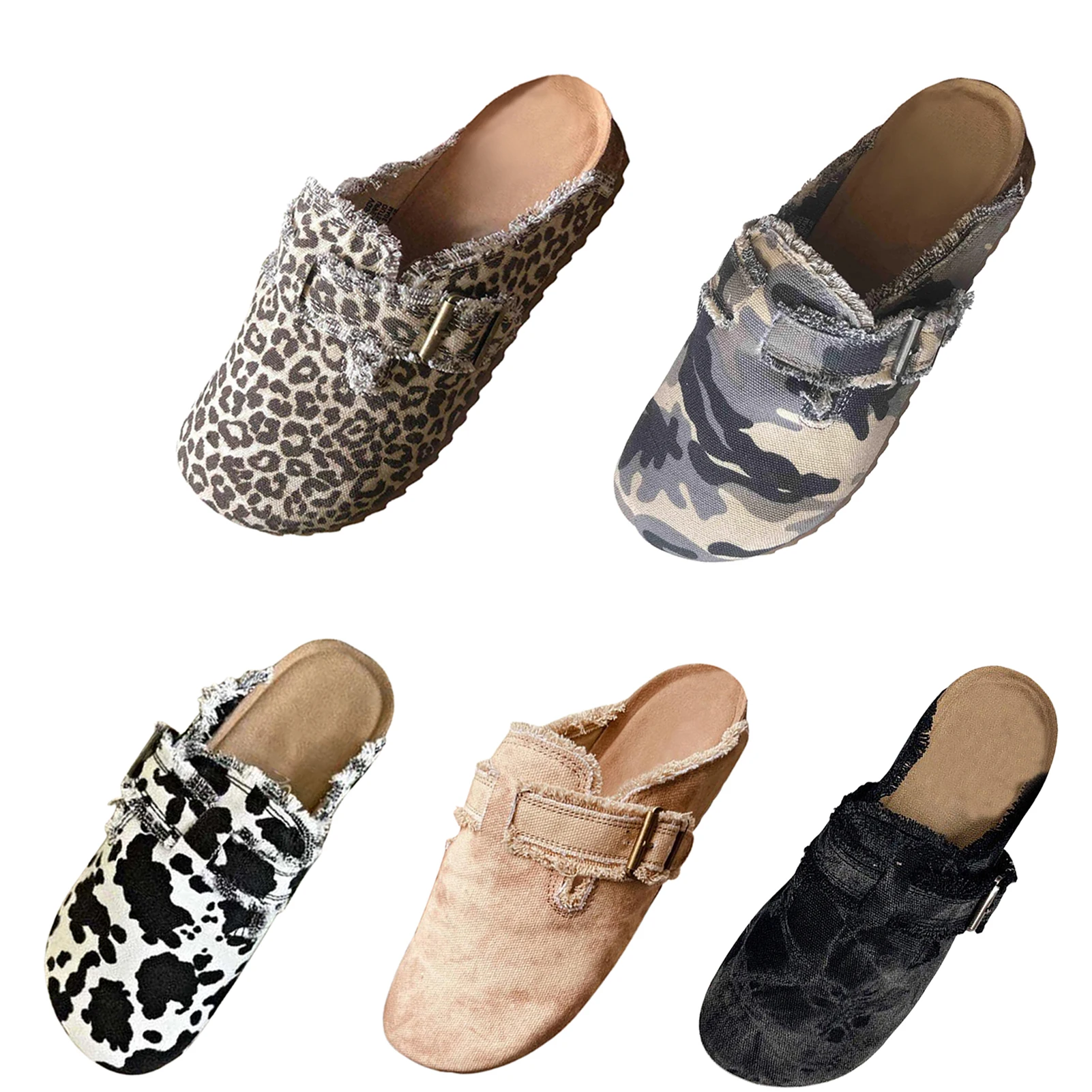 Spring Shoes Women Larger Sizes 36-42 Flats Loafers Shoes Pointed Toe Shallow Mouth Slip-on Ladies Loafer Leopard Camouflage