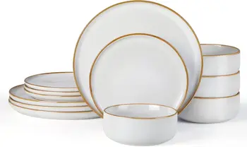 12-Piece Stoneware Dinnerware Set for 4 – Reactive Glaze 1