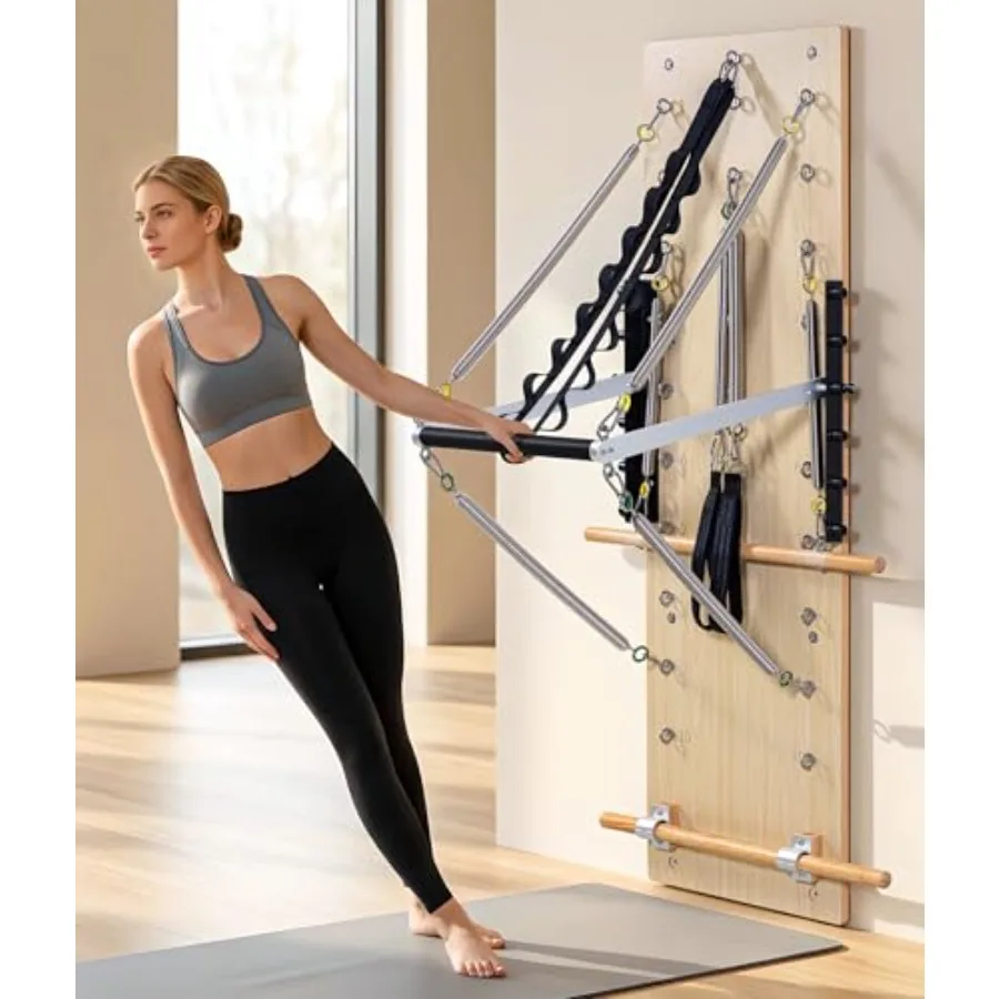 

Настенный тренажер для пилатеса с 8 пружинами, профессиональное фитнес-оборудование черного цвета, быстросборная конструкция, с возможностью сидения