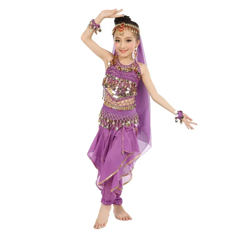 8 colori costumi di danza del ventre bambini nuovo stile bambino danza del ventre ragazze Bollywood vestito di stoffa prestazioni indiane 7 pz/set