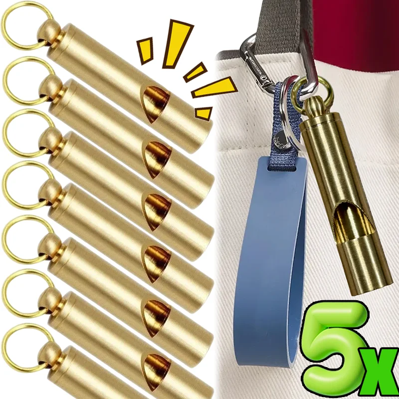 Peluit Darurat Keras untuk Bertahan Hidup, Gantungan Kunci Kuningan untuk Keamanan Luar Ruangan, Mendaki, Berkemah, Petualangan, Ringkas, Anti Korosi, Dapat Dipasang di Ransel