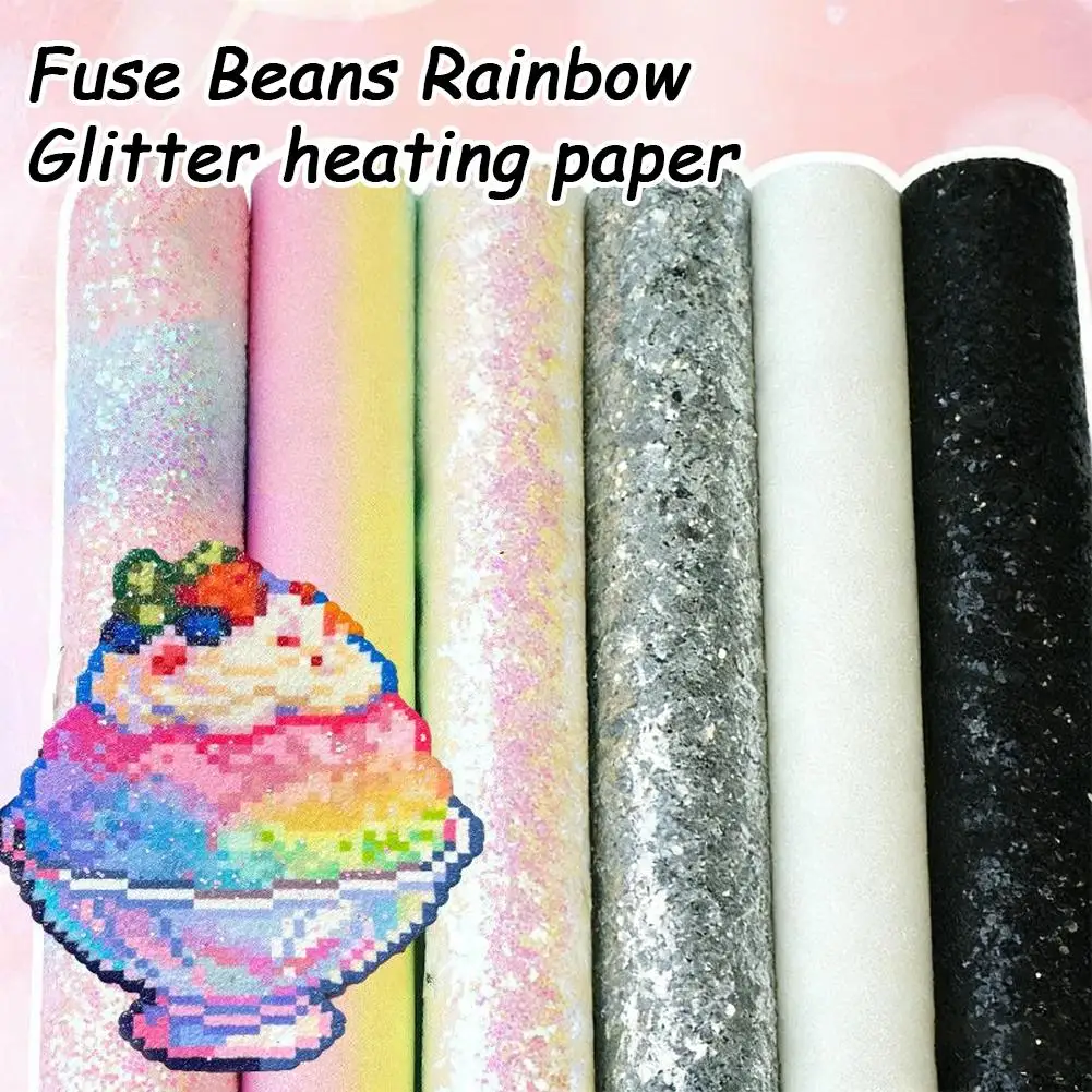 Handmade Fuse Beans Glitter Baking Cloth Reusable Flash Ironing Cloth Heat Press Paper Heatproof Mat Strawberry DIY Handmade