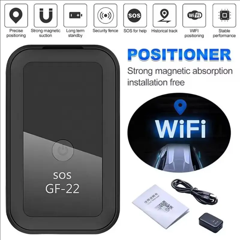 GF22 휴대용 미니 GPS 트래커 (어린이, 애완동물, 자동차용) 실시간 자석 GPS 장치 분실 방지 위치 추적 트랙터 SOS 알람 기능 포함