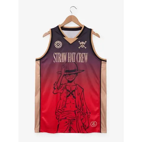 Anime One Piece Luffy Zoro Basketball Tank Top Straw Hat Graphic Sleeveless Jersey Unisex Manga Print Street Workout Casual Vest