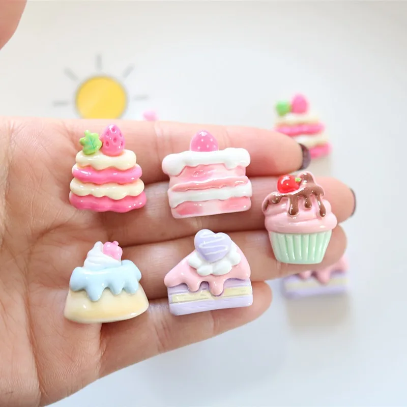 Mix 10PCS Resin Fake Cake Dessert Charms Flatback for DIY Fridge Magnet Hair Clip Craft Decor - view 3
