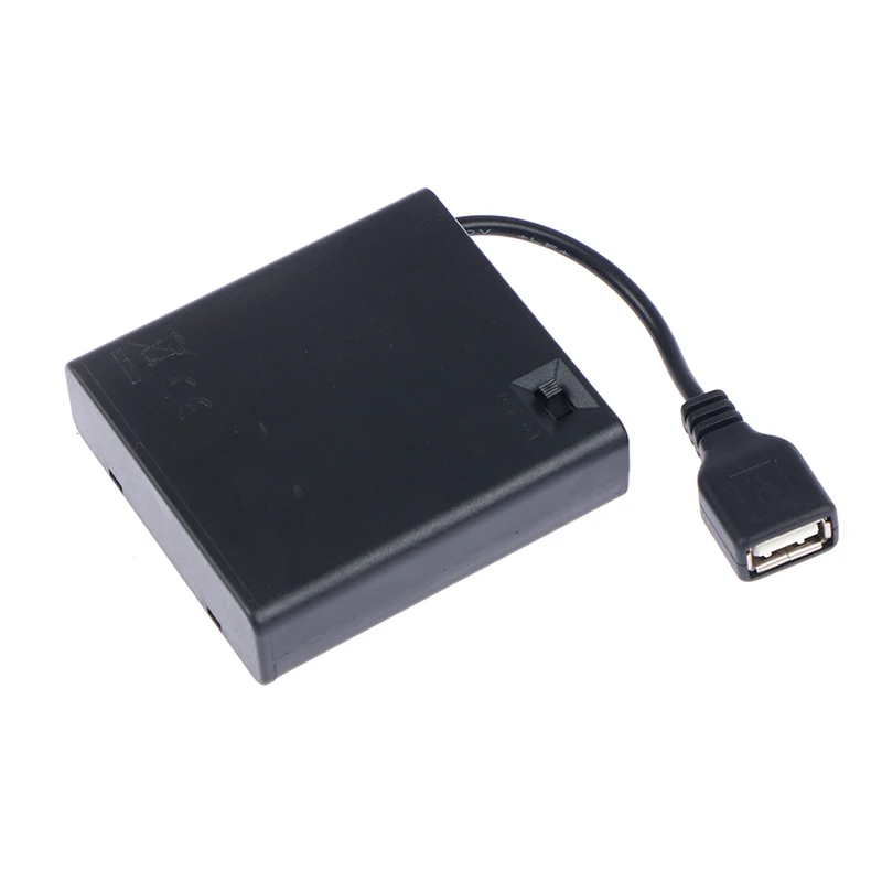 4 X AA USB Battery Box for 5V LED Strip Lights USB Mini Power Supply