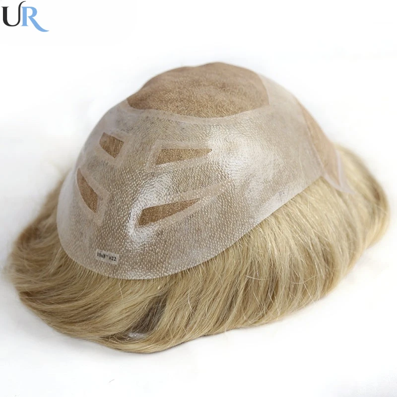 Versalite Toupee Men Mono With Pu Hair System with Skin Around Male Hair Prosthesis  Men Wig 100% Human Hair System Unit