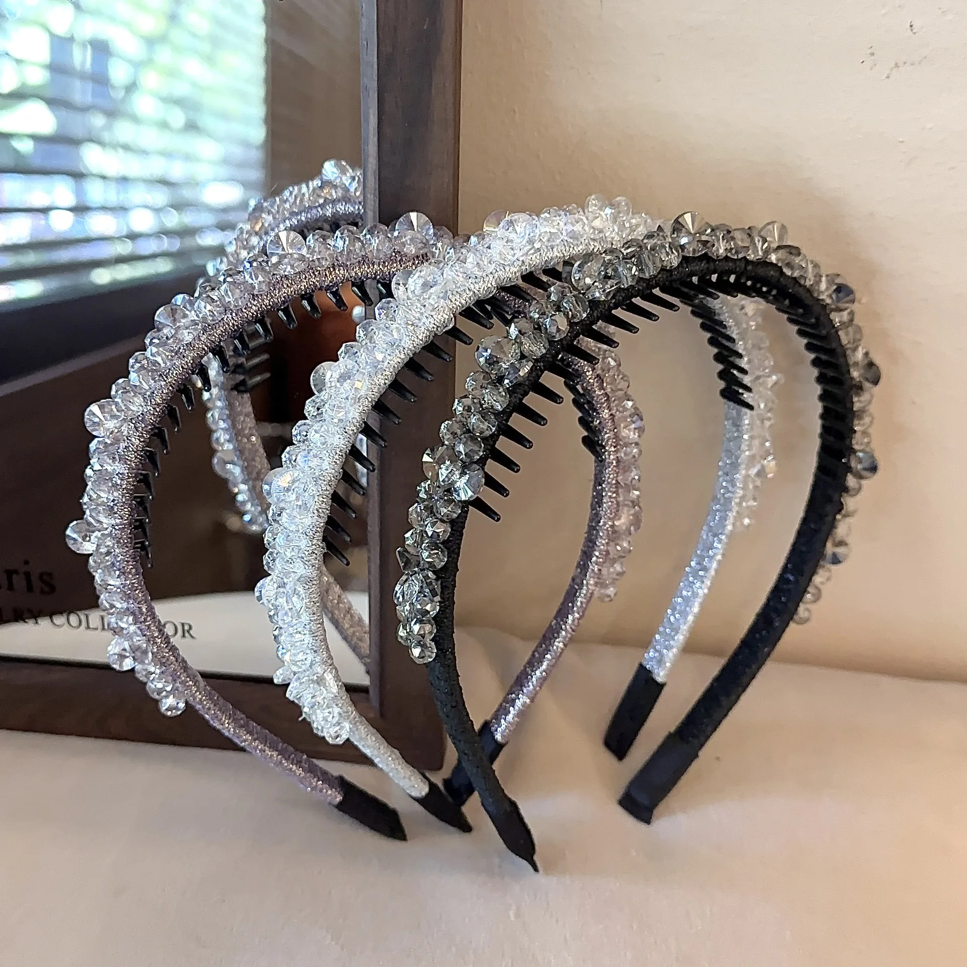 

Retro Bead Hairband Elastic Women Headband Hair Accessories Metal Crystal Braid Head Bands Girls Hair Hoops