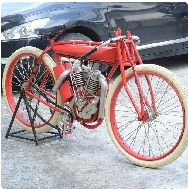 Retro Punk Wrought Iron Bike Model Nostalgic Old School Design Ironwork for Home Decor