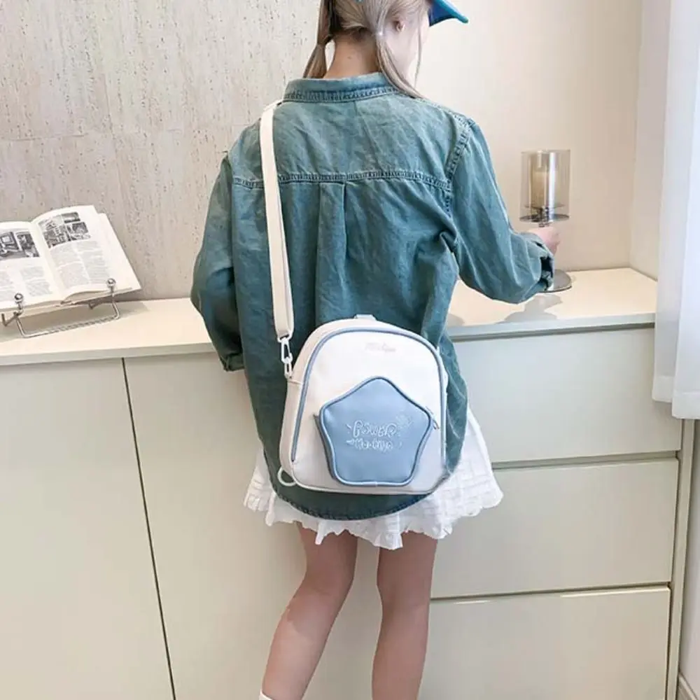 Crossbody Bag Patchwork Y2K Star Backpack Waterproof Sweet Cartoon PU Schoolbag Large Capacity Women PU Backpack Travel
