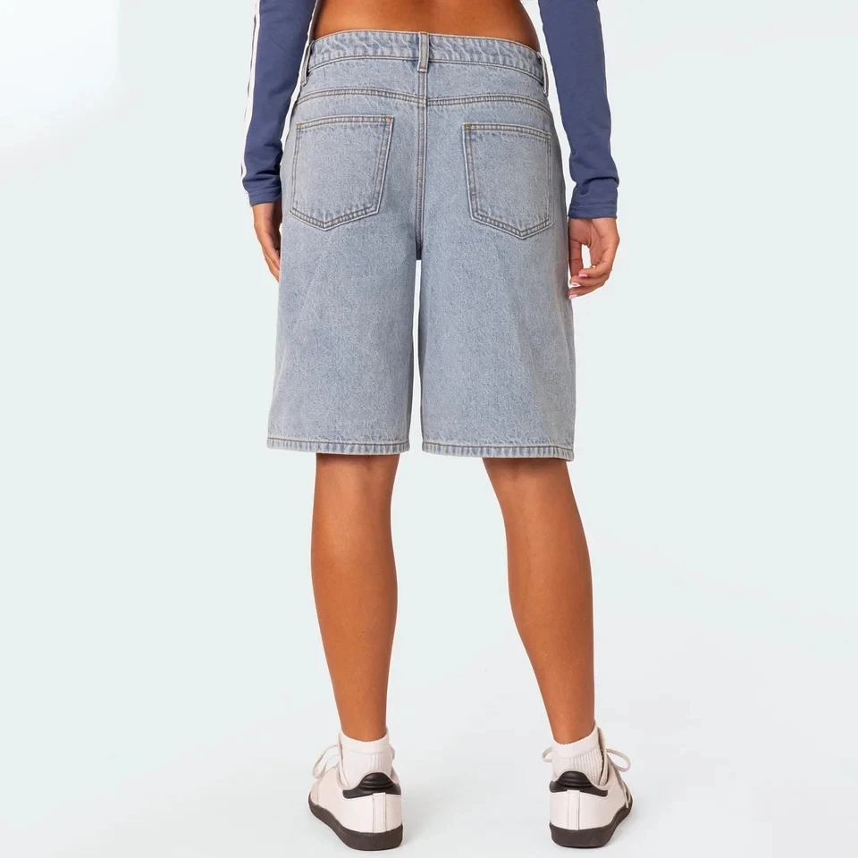 

Women's Jean Shorts summer Casual Loose Fit Wide Leg High Rise Prewashed Denim Jorts Vintage Cow Girl Outfits