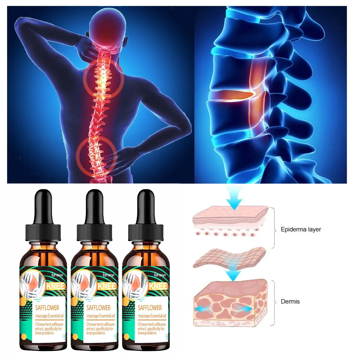 Ginger Safflower Massage Oil Joint Pain Oil Knee Back Pain Reliever