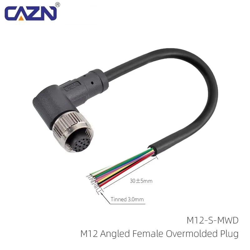 IP65 M12 PUR Cable Overmolded Unshielded Plug 2/3/4/5/6/8/12/17 Pins A/B/C/D-code Sensor Connector Plug