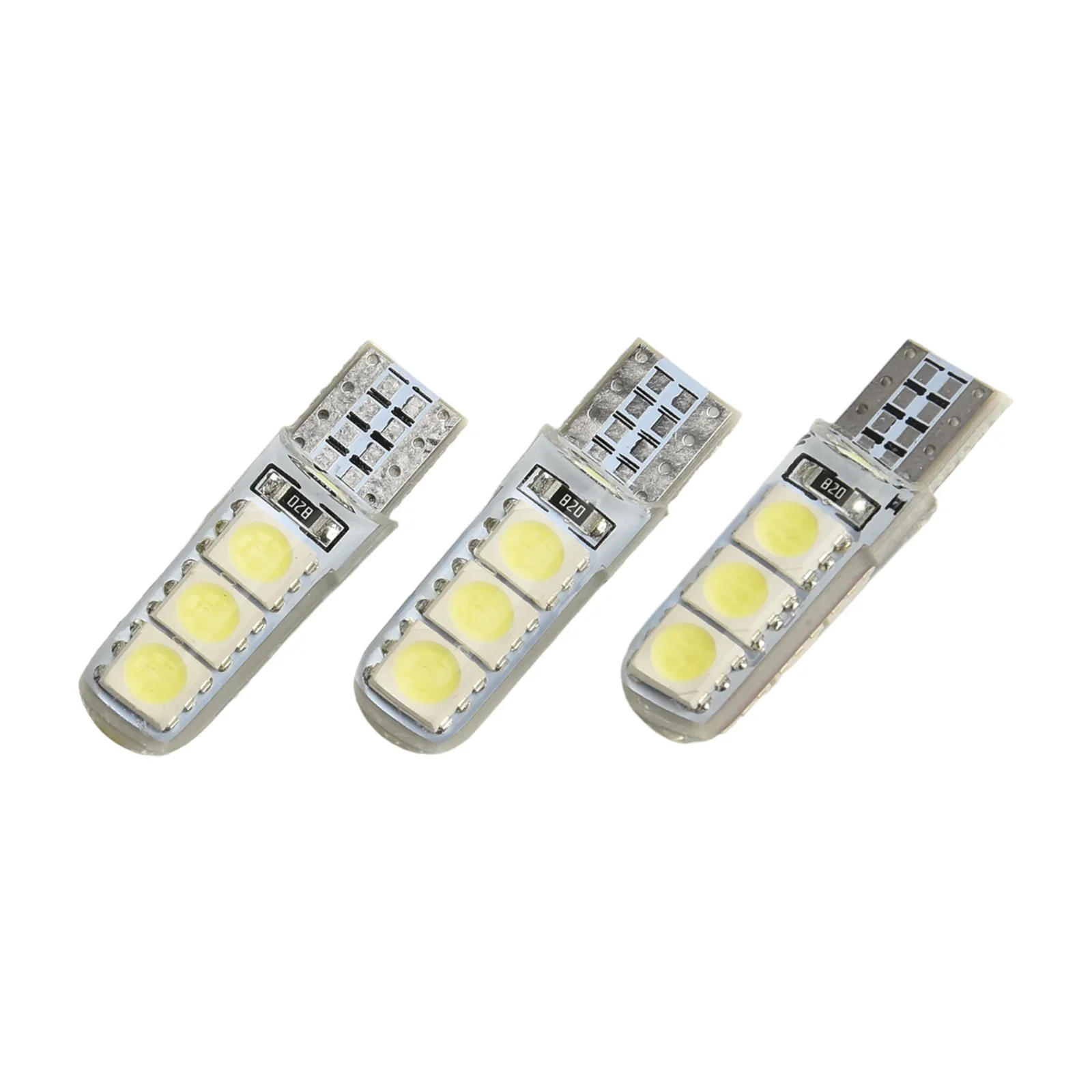 

10pcs/set Car 194 W5W-5050-6SMD Lights Silicone Shell Canbus Lamps 12V LED Side Wedge Lights Auto Replacement Parts