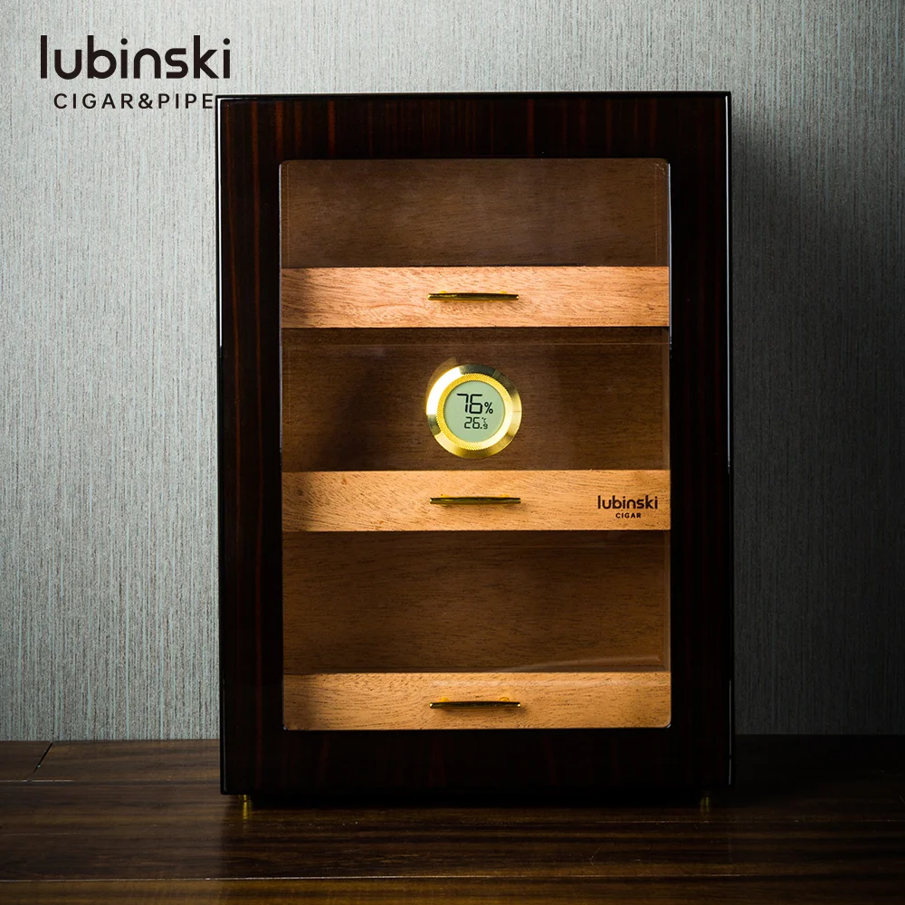 Lubinski Wholesale Cigar Humidor Drawer Type Humidors Black With Visible Window