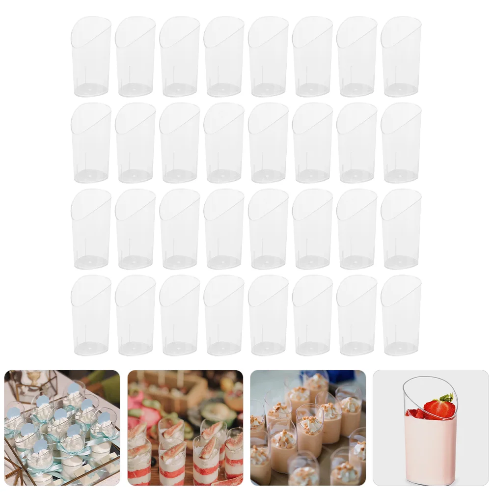 

50Pcs Dessert Cups Clear Plastic Cake Parfaits Appetizer Cups Ice Cream Cups clear dessert cups bevel mousse cup