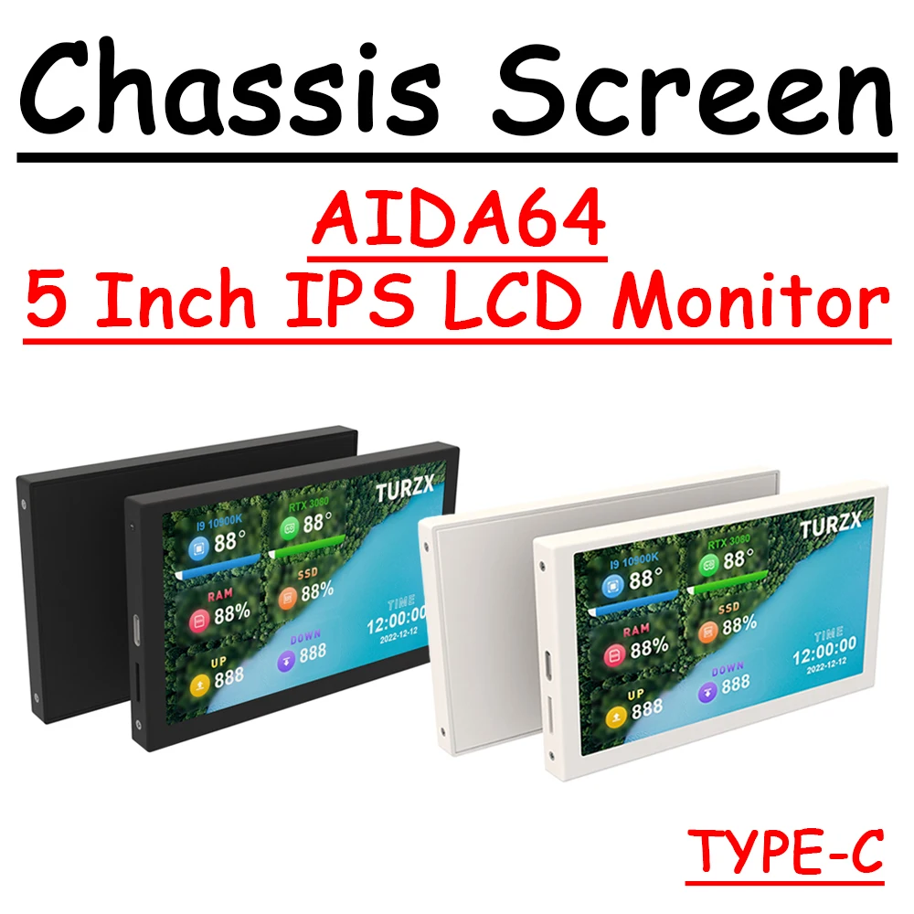 5 Inch AIDA64 Secondary Screen LCD Dynamic Display USB Sub-Screen Monitor Computer Hardware Status Information Display CPU HDD