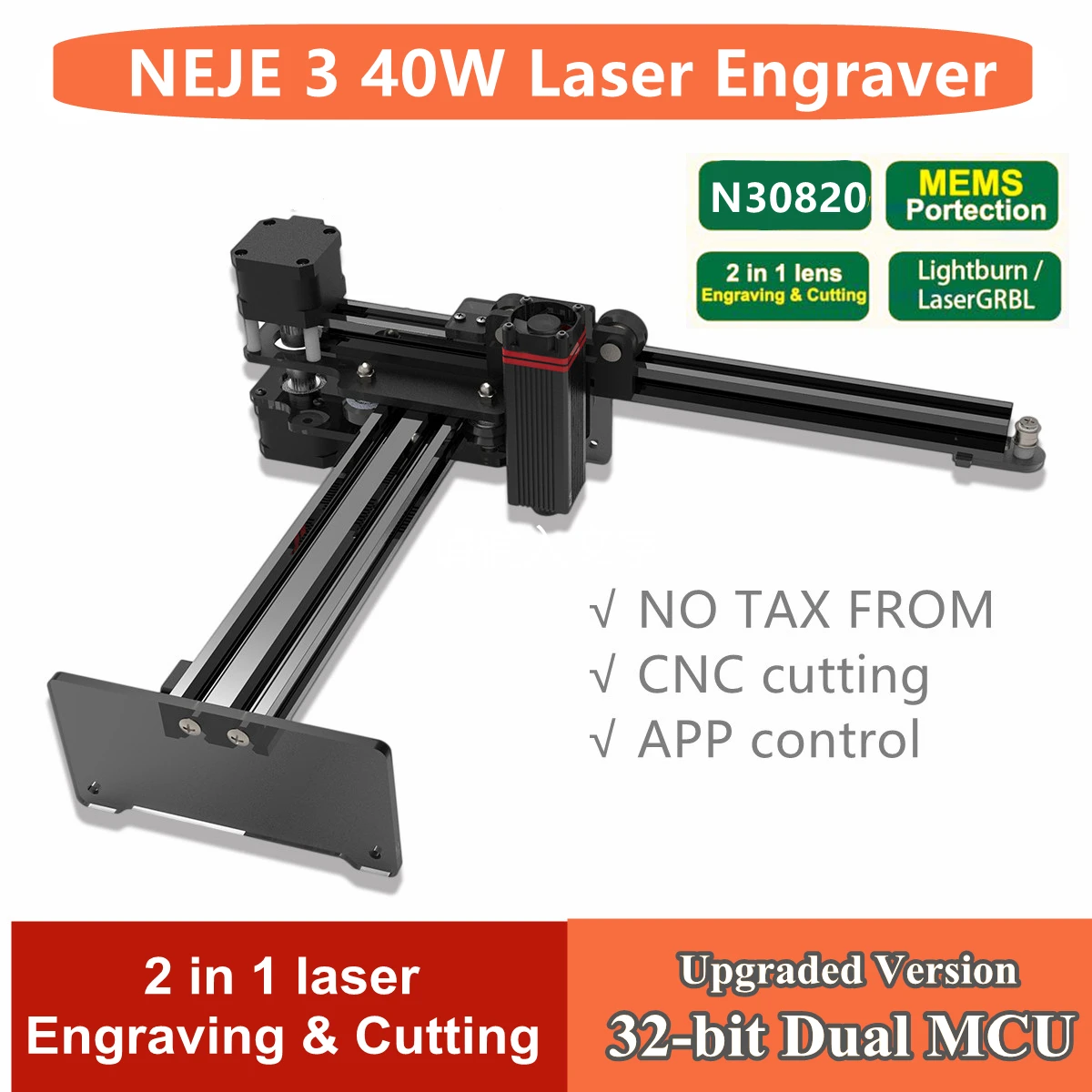 2023 NEJE 3 40W CNC Laser Engraver Laser Marking Machine Wood Engraving and Cutting Tool with Air Assist Bluetooth APP Control