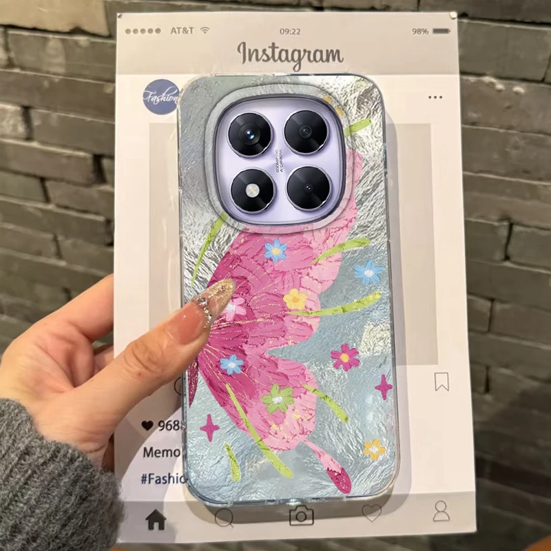 Cute Flowers Butterfly Bow Phone Case For Xiaomi Redmi Note 14 13 12 11 10 10S Pro Plus 13C 14C A5 A4 A3 A2 A1 Fundas Cover