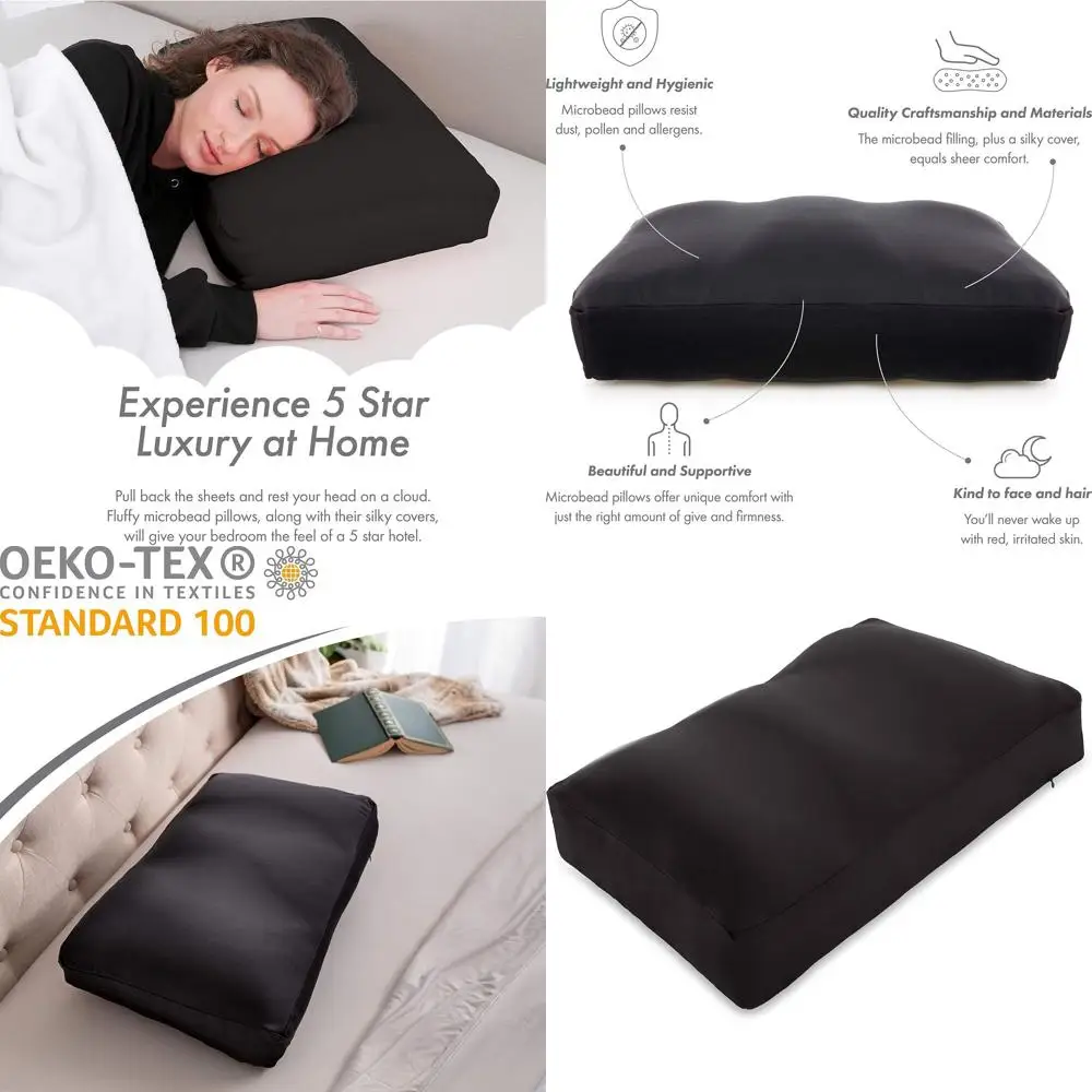 

Luxury Large Pillow with Silky Anti-Aging Cover: 85% Spandex/15% Nylon Blend for Optimal Comfort and Breathability