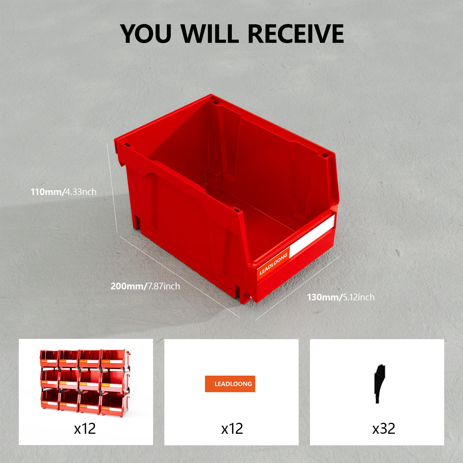 12pcs Plastic Stackable Storage Box, Sundries And Garage Tool Organizer Bin, Suitable For Kitchen Bathroom Garage