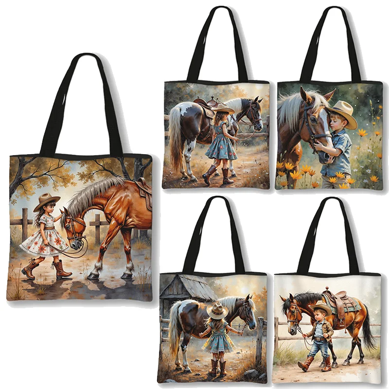 bonito-menina-meninos-com-cavalo-na-fazenda-impressao-saco-de-compras-senhoras-bolsa-casual-totes-grande-capacidade-bolsa-de-ombro-sacos-de-compras