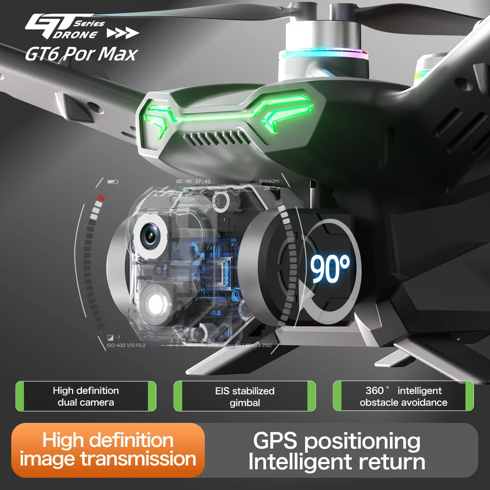 

2025 GTR6GPS optical flow GPS folding drone with WIFI transmission professional aerial camera medium-sized with servo gimbal