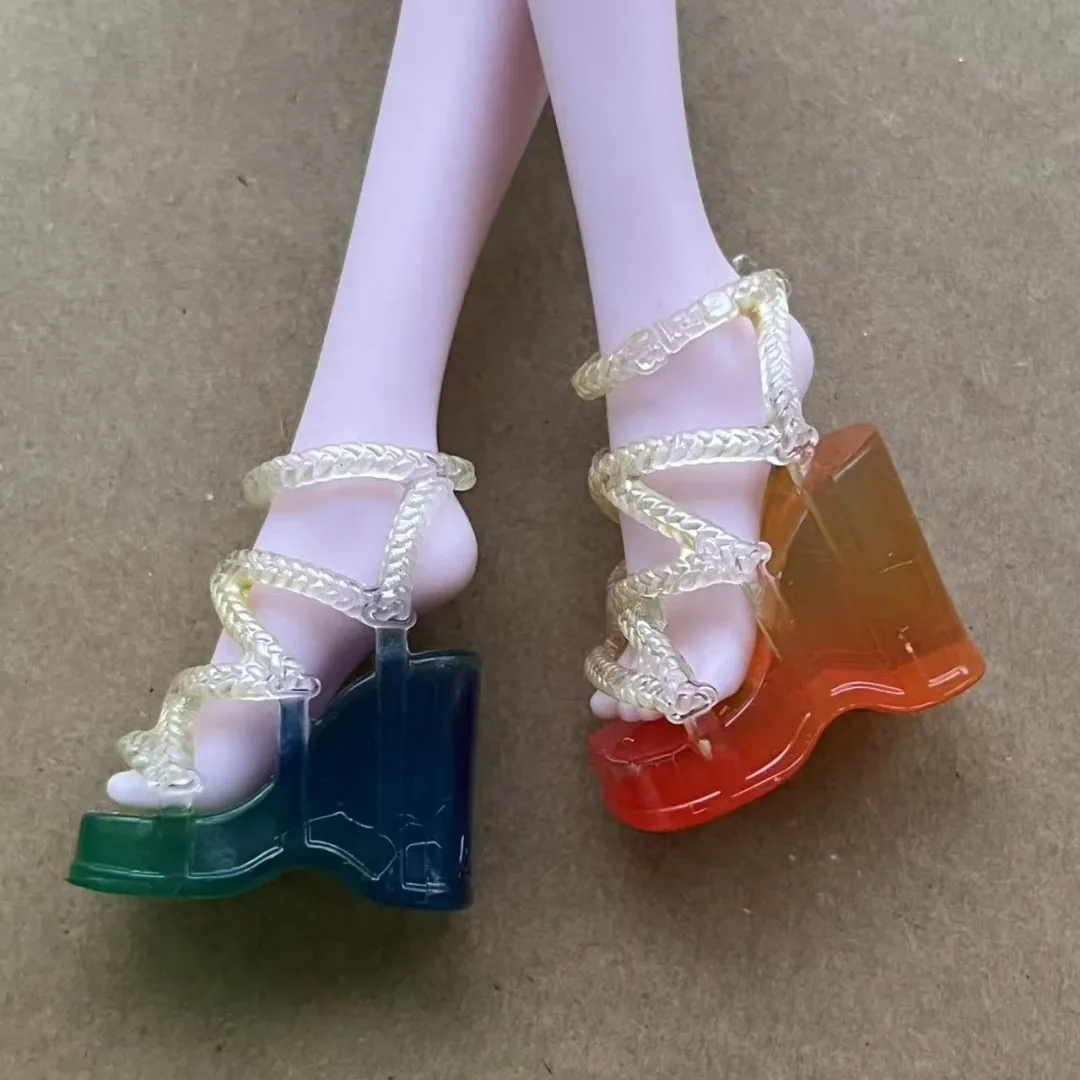 Rainbow Doll Sandals Original 1/6 Doll Shoes White Clear Blue Black Orange Color Doll Accessories