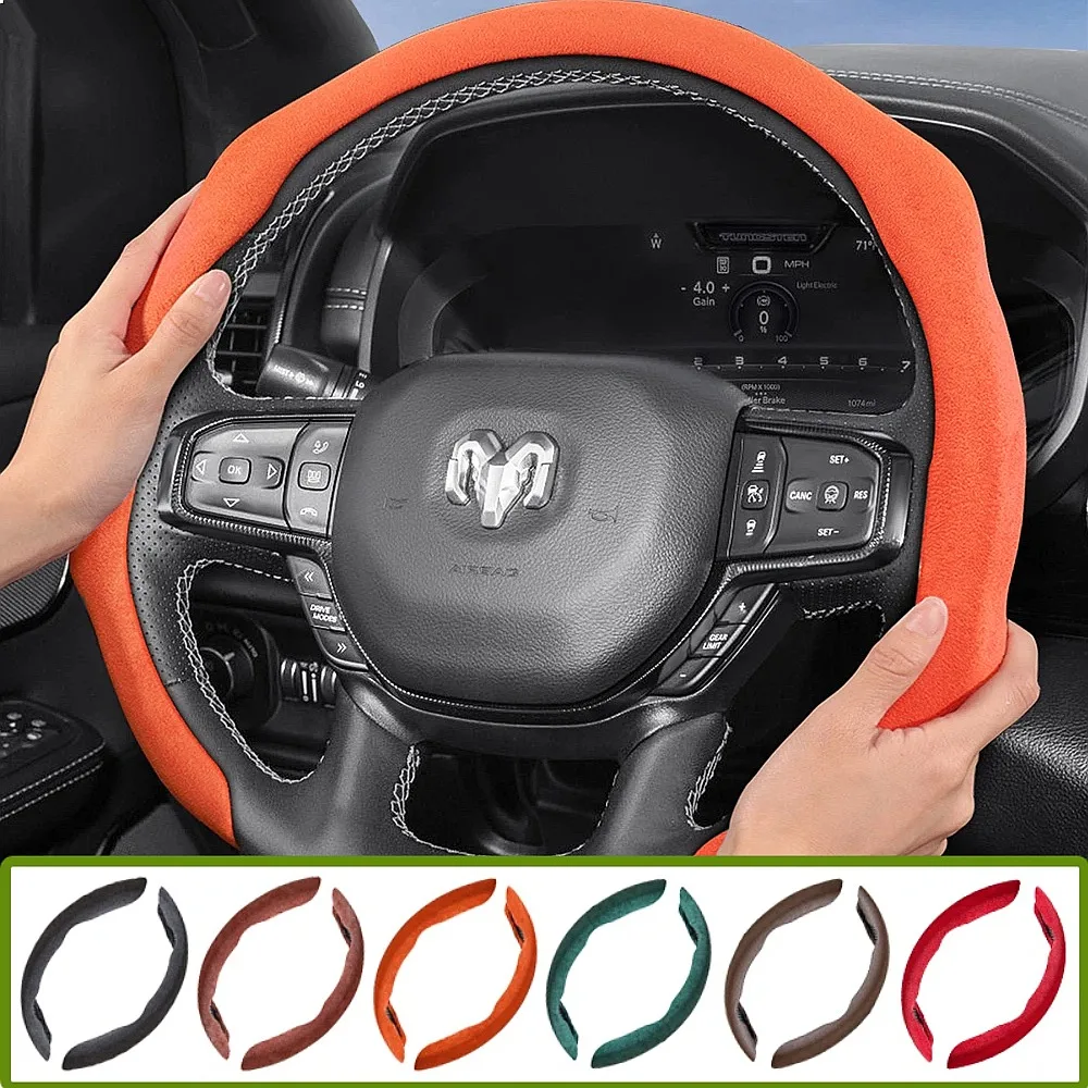 Suitable for Ram Premium Suede Snap-On Steering Wheel Cover, Non-Slip and Durable, for Models Such as Pickup Promaster Rampage