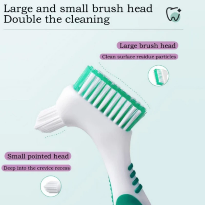 4Pcs Double Sided Denture Toothbrushes Portable Multi-Layered Soft Bristles Clean Brush Multifunctional Gum Massaging Tool
