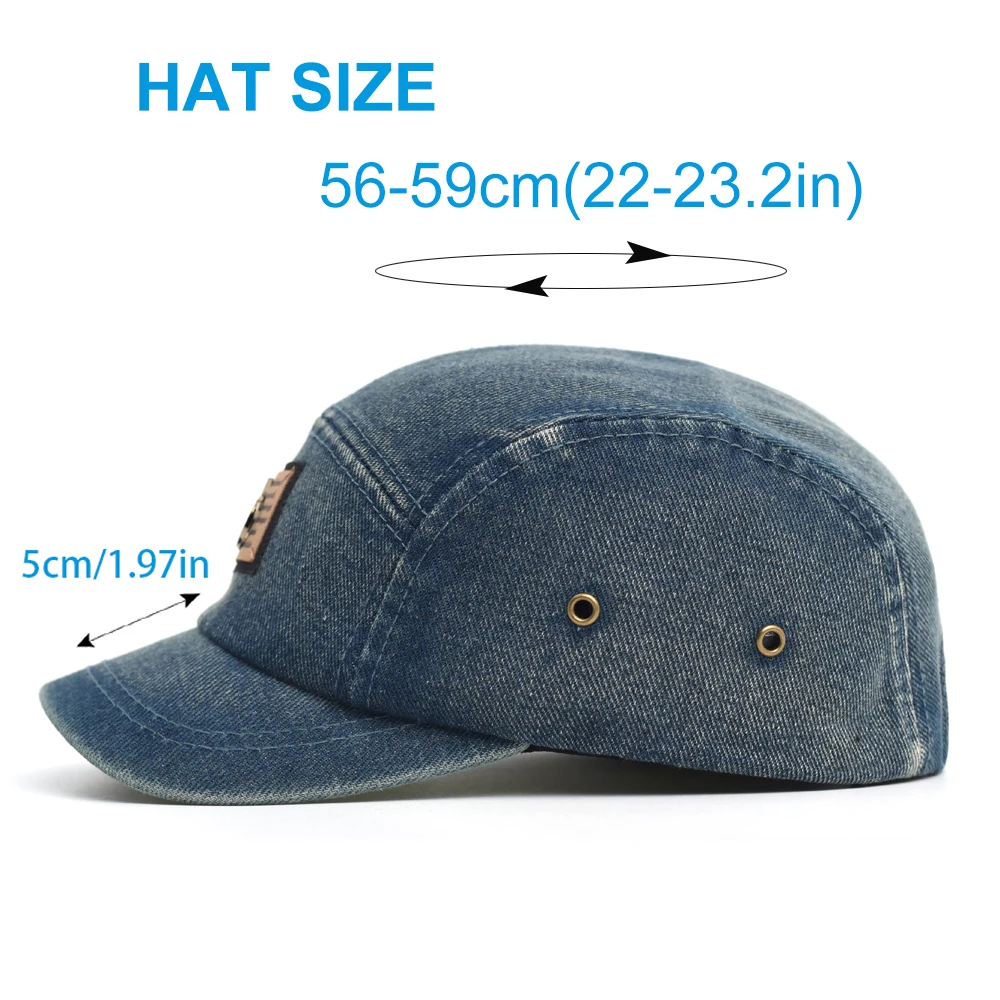 Spring Summer Vintage Washed Denim Short Brim Baseball Cap Men Women Fashion Sun Dad Hat Adjustable Trucker Style Low Profile