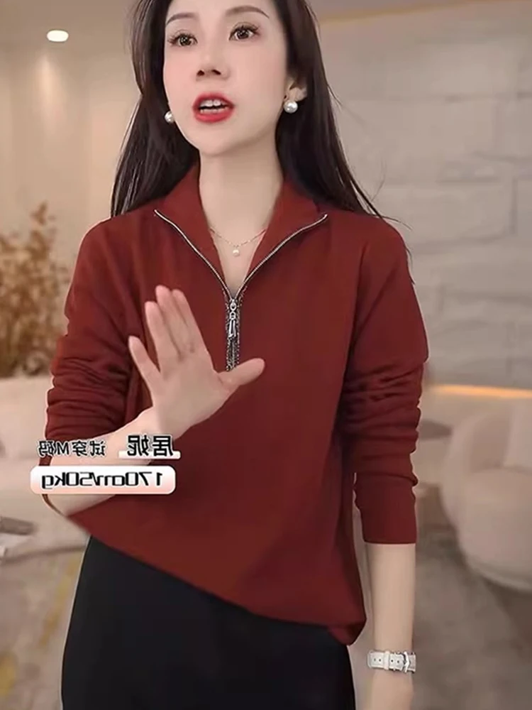 

Faionable Knitted Woolen Sweatirt with f Zip Design Long Sve Slimming Commute Friendly Autumn Winter ential