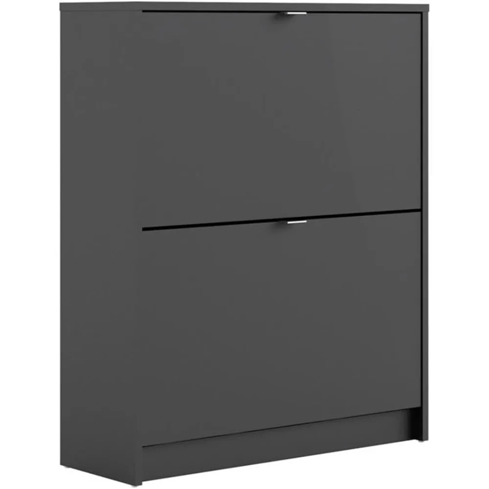 Black Matte Pemberly Row Modern Shoe Cabinet with 2 Drawers for 12 Pairs of Shoes Storage Organizer