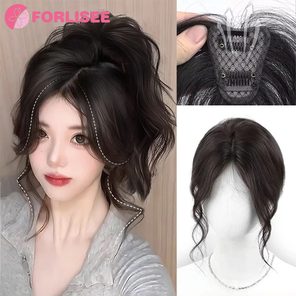 

FORLISEE Synthetic Bangs Wig Female Natural Forehead Atmosphere Dragon Beard Bangs Head Replacement Fluffy Wig Piece