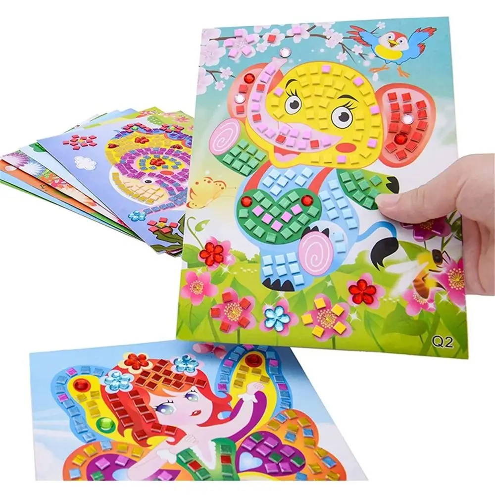 DIY Sparkling Mosaic Stickers Puzzle Art Kits Sparkling Kids Early Education Diamond Art Painting Toys Creative Gift