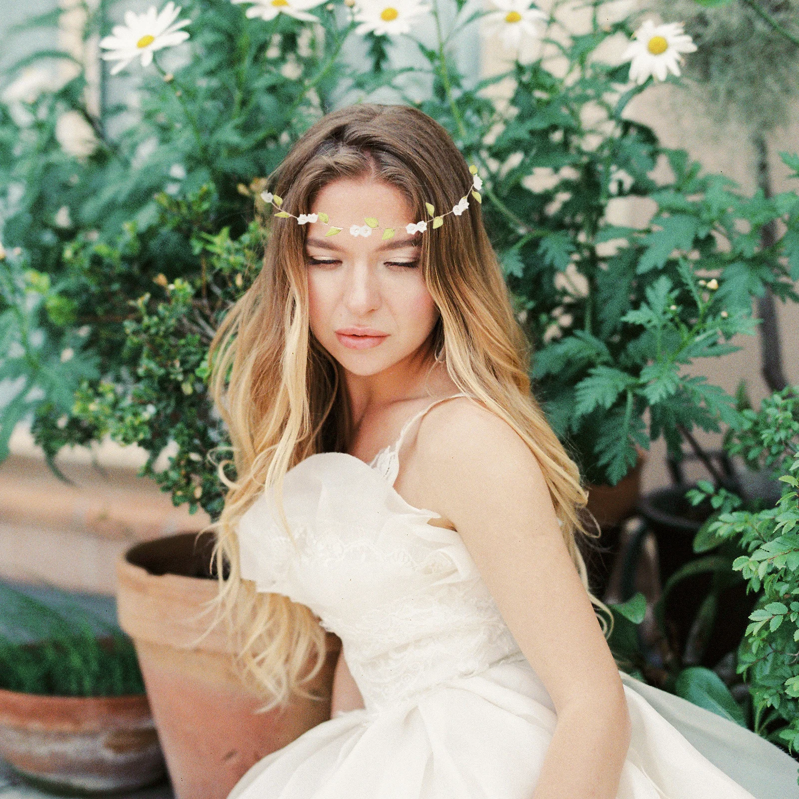 Handmade Lily of Flower Crown Headband Romantic Bridal Hairpiece Wedding Headband for Bride Floral Hair Accessories