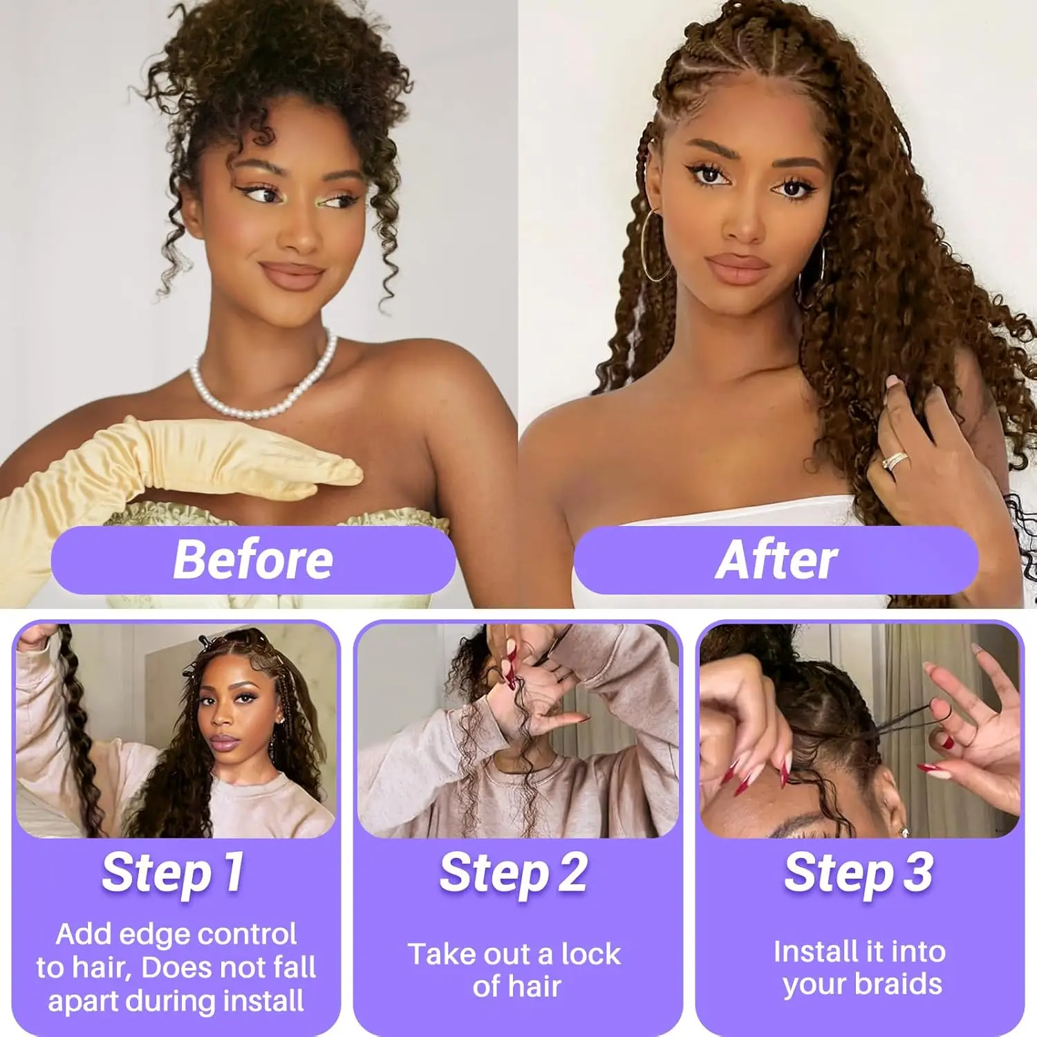 4 #   Rambut Manusia Massal Coklat Coklat untuk Kepang Boho Tanpa Pakan 1 Bundel 50G Rambut Manusia Gelombang Dalam Ekstensi Keriting Massal untuk Mengepang