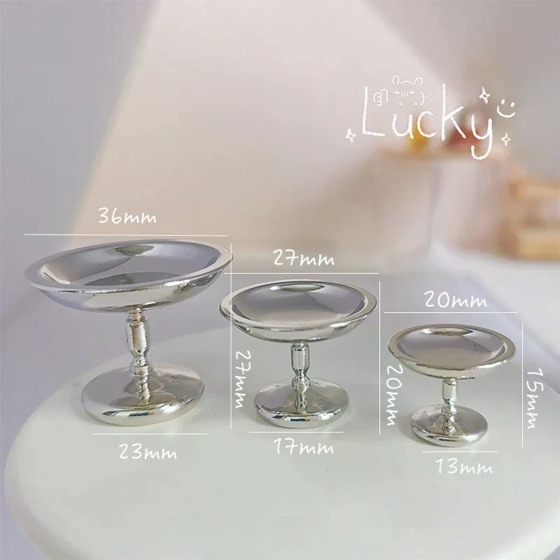 Bandeja de metal en miniatura para casa de muñecas para frutas y aperitivos, perfecta como decoración DIY para modelos de pasteles y Dim Sum