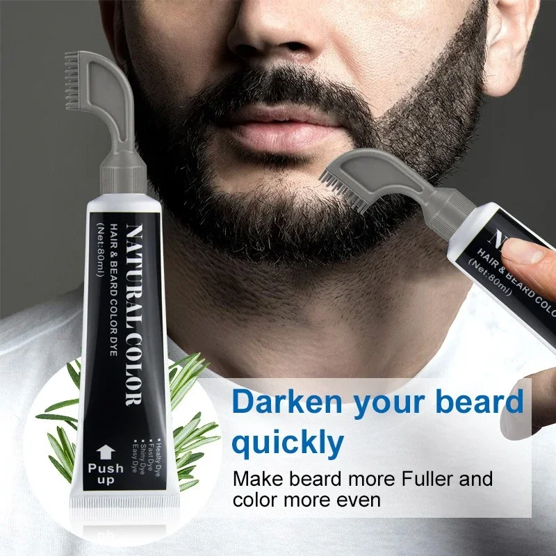 

80ML Healthy Natural Plant Beard Dye Black Cover White Dye Beard Natural Black Beard Coloring