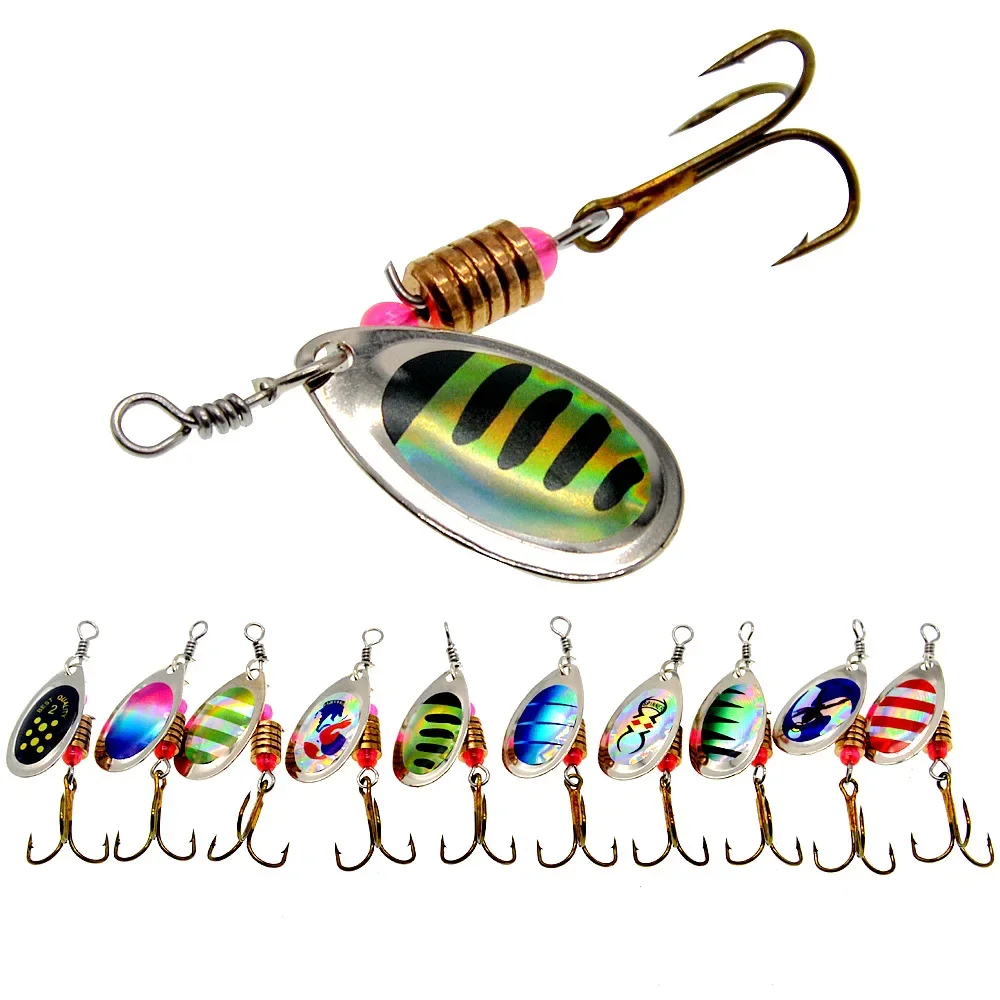 10 Pcs/Set Lua Bionic Lures Kit Wholesale Spinning Metal Sequins Hand Cranks Iron Pieces Fake Bait Fishing Tackle Lures   Stream