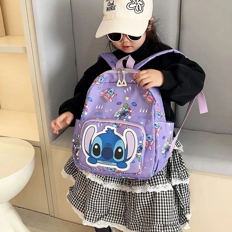 Stitch Backpack Cartoon Cute Figure Polychrome Waterproof Material Kindergarten Children Both Shoulders Casual Portable Outing - Image 3