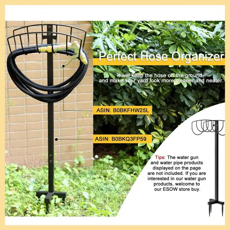 Garden Water Hose Holder Detachable Hose Holder Stand Heavy Duty Metal Hose Hanger Garden Hose Holder Storage Hose Rack