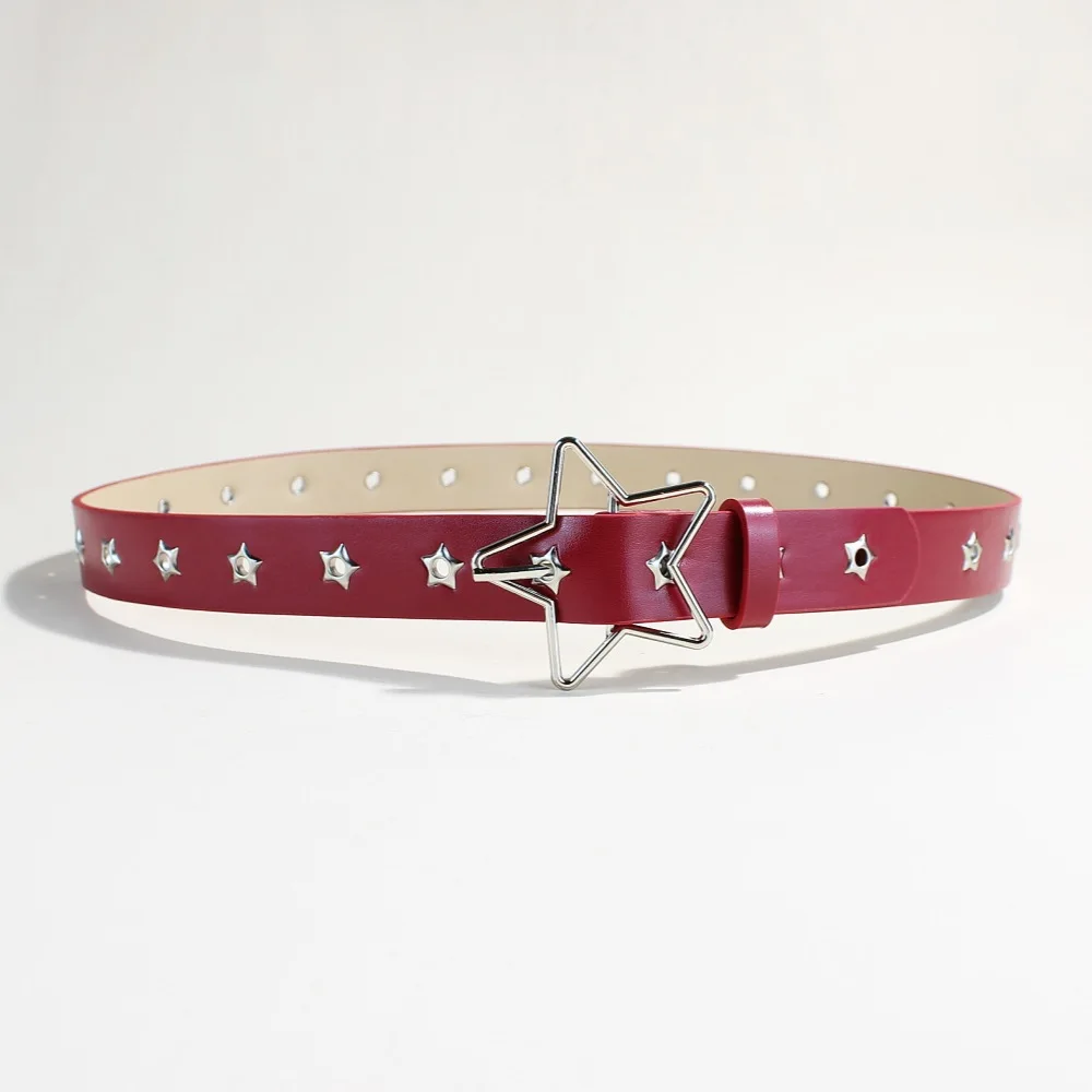 Cintura decorativa con fibbia a stella in stile punk con fori multipli, piccoli occhi a forma di stella, cintura multifunzionale, adatta per la moda