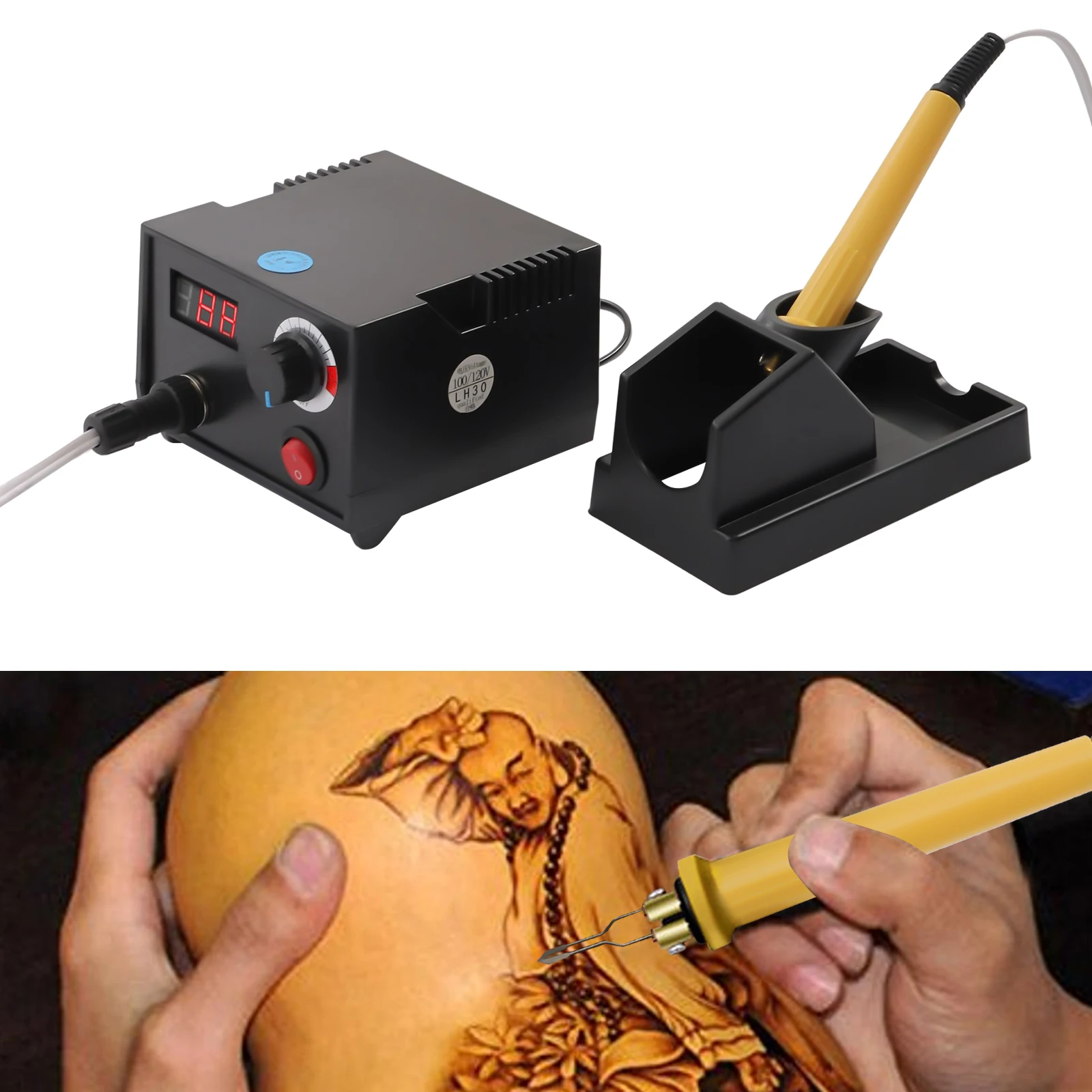 Multifunction Wood Burning Pen Tool Pyrography Machine Set Kit Burner 110V Wood Burner Pyrography Pen Gourd