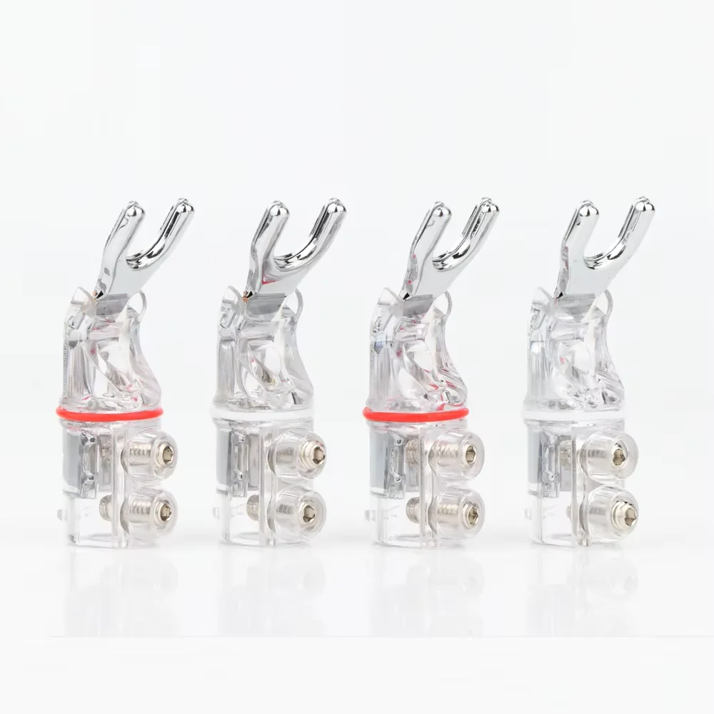 

SY1503 8Pcs Hifi Audio Y Spade Plug Rhodium Plated Pure Copper Speaker Terminal Connector Hi-end Speaker Cable Connector Adapter