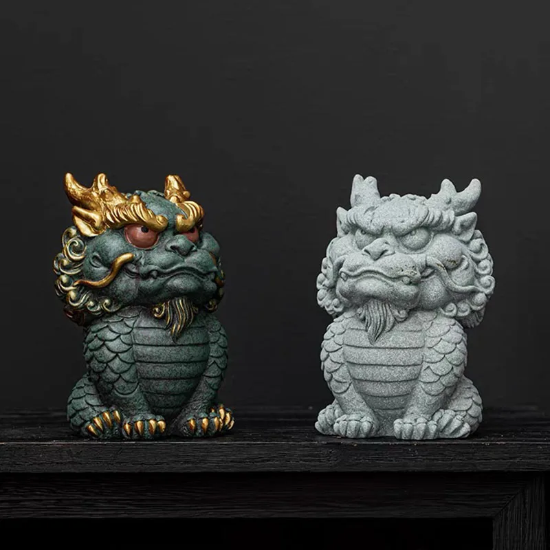 13cm Kirin Mold Fish Tank Cement Decoration DIY Silicone Mold Chinese Legendary Beast Kirin Plaster Epoxy Resin Crafts Molds